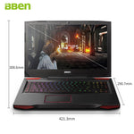 BBEN G17 17.3 Inch Laptop 16G RAM 256G SSD 1TB HDD Ultrabook  Windows10 Intel I7 7700HQ Nvidia GDDR5 6G RAM FHD Backlit Keyboard