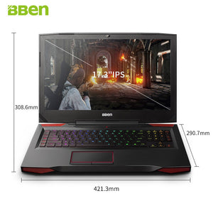 BBEN G17 17.3 Inch Laptop 16G RAM 256G SSD 1TB HDD Ultrabook  Windows10 Intel I7 7700HQ Nvidia GDDR5 6G RAM FHD Backlit Keyboard